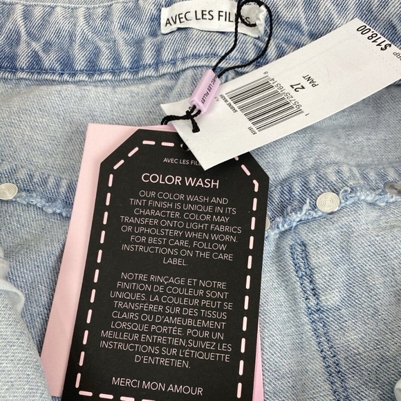 Avec Les Filles Jeans Studded High Rise Wide Leg Size 27 Sabine Wash - Picture 11 of 13